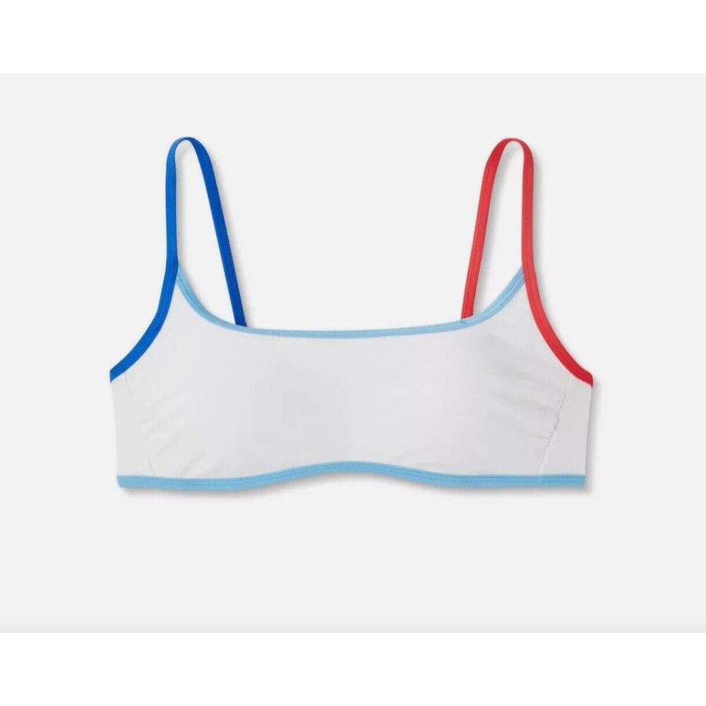 WILD FABLE BIKINI TOP CONTRAST TRIM BRALETTE RED WHITE & BLUE WOMENS XS SWIMSUIT